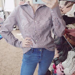 Vintage Red, White & Blue Patterned Button Up